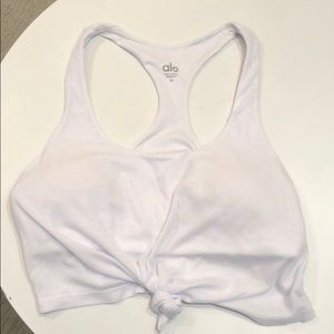 Alo yoga white tied crop